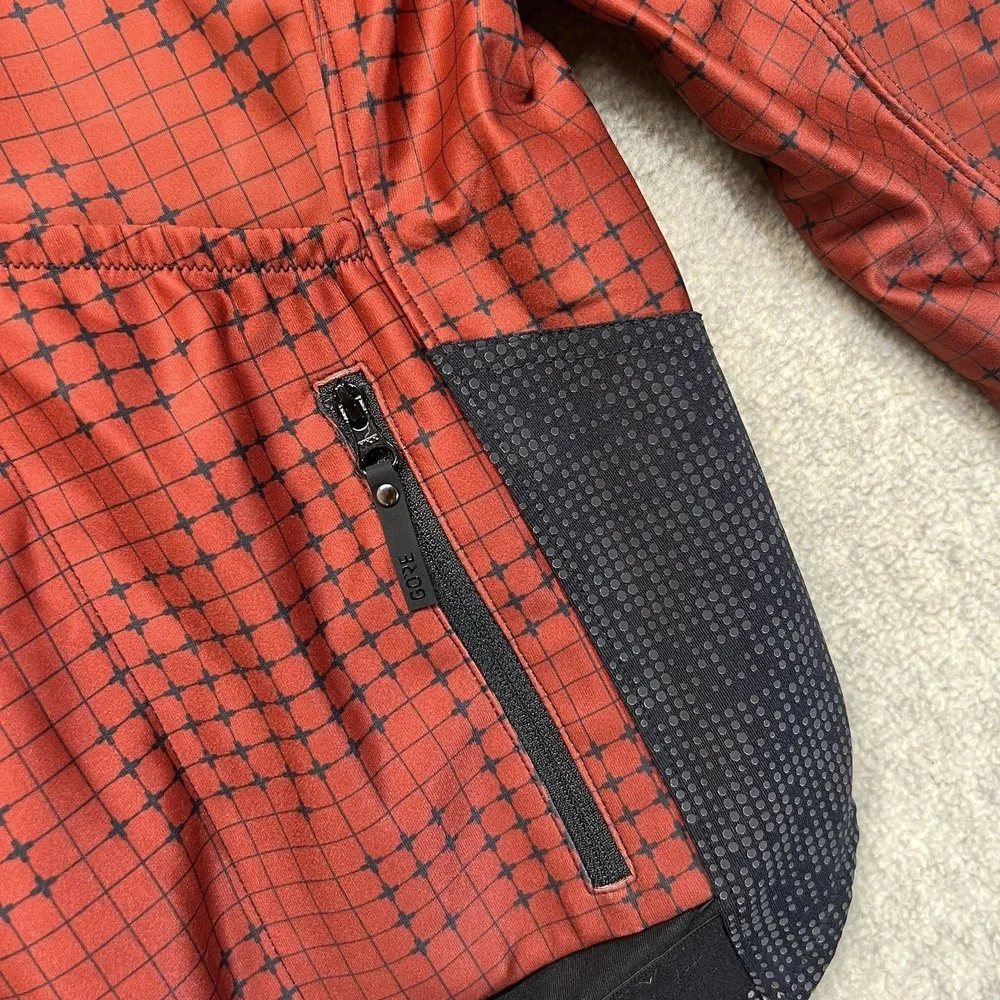 Gore Wear Cycling Jacket Mens Medium Red‎ Black Full Zip Thermal Bike Jersey